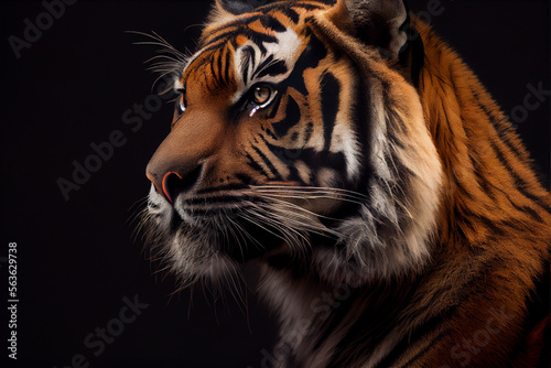 portrait of a tiger on a black background. generative ai © Julian