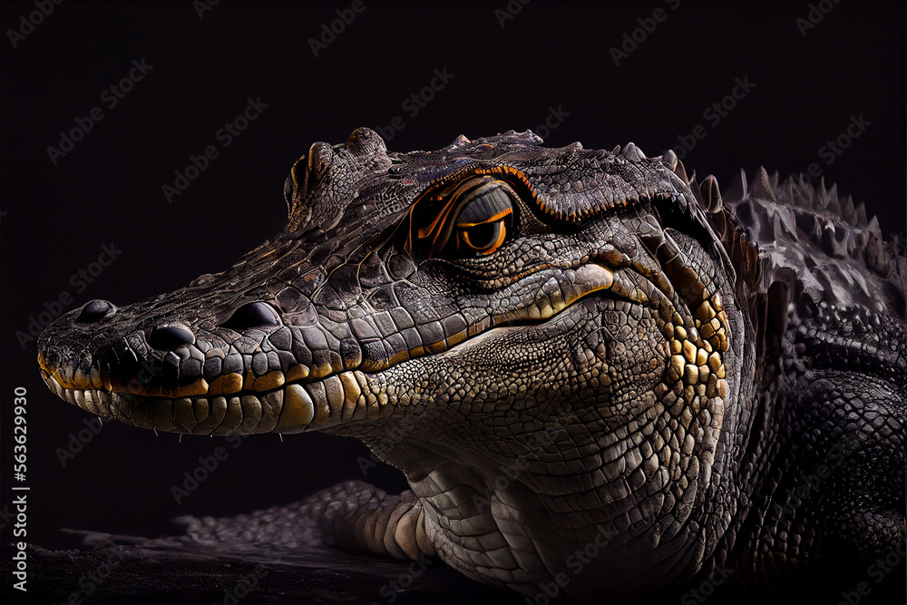 Obraz premium portrait of a alligator on a black background. generative ai