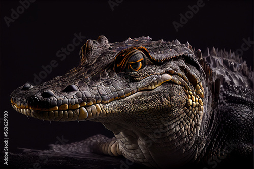 portrait of a alligator on a black background. generative ai