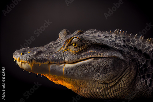 portrait of a alligator on a black background. generative ai