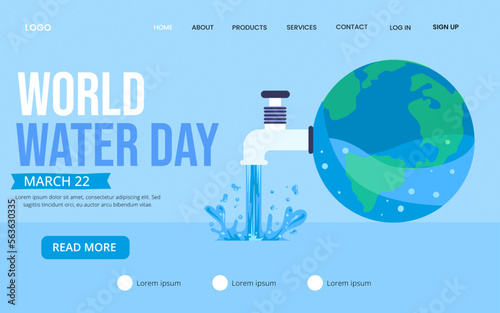 22 march World water day landing page for website and responsive mobile website, web page
