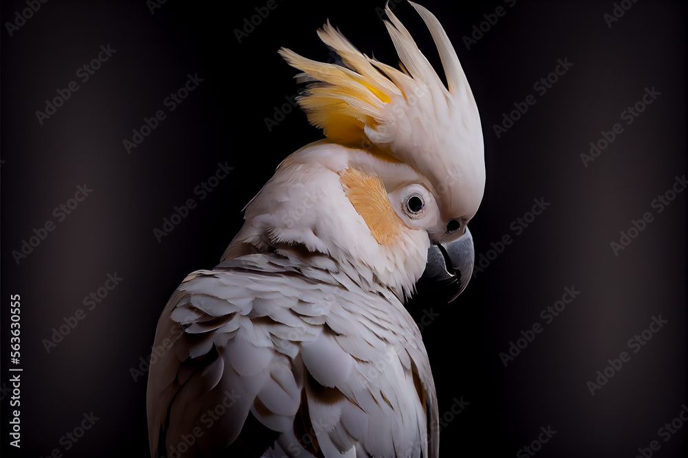 portrait of a cockatoo on a black background. generative ai