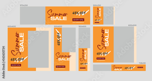 Summer sale Google Ads banner Design Template, Set Of Web Banners