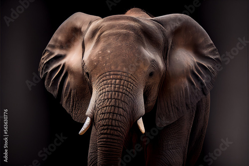 portrait of a elephant on a black background. generative ai
