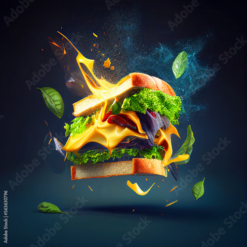 Sandwich Dynamic Generative AI Illustration photo