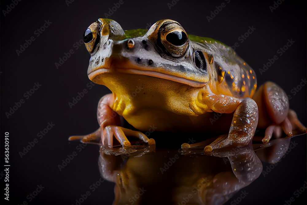portrait of a frog on a black background. generative ai portrait of a frog on a black background. generative ai