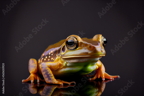 portrait of a frog on a black background. generative ai