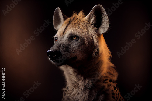 portrait of a hyena on a black background. generative ai