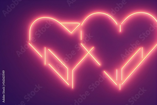 neon heart beat background, AI generated image