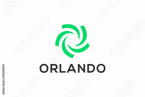 Simple Abstract Logo Circular Twist Hurricane for Business Sign Symbol with Green Color