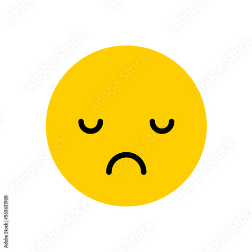 Sad emoji with closed eyes. Emotion of disappointment.