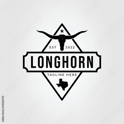 longhorn cattle or texas cow logo vector illustration design