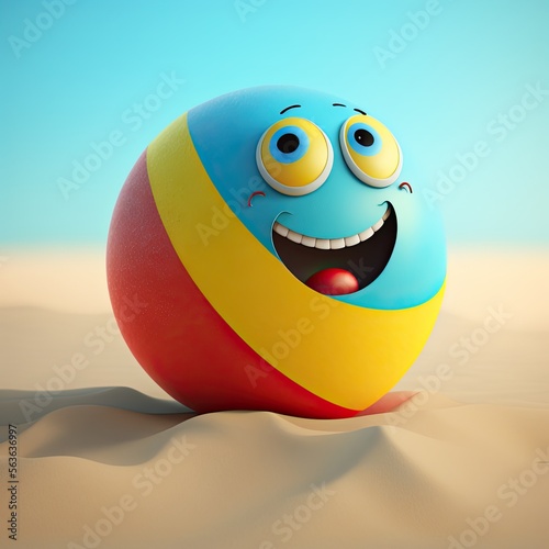 Cute Cartoon Beach Ball Cha...