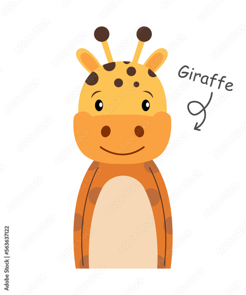 Fototapeta premium Giraffe . Cartoon character . Vector .