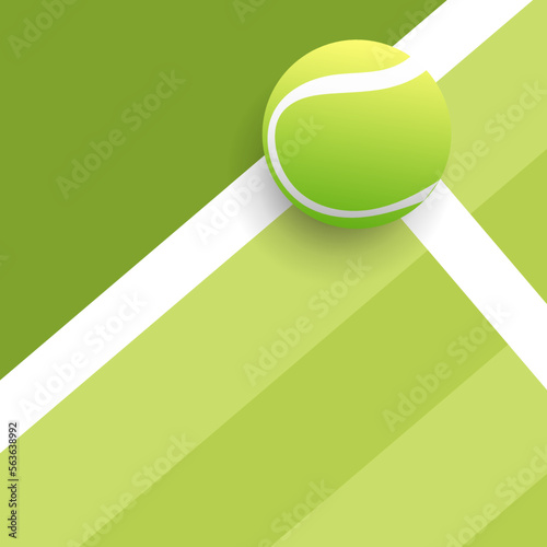 Tennis ball on white line green court , illustrations for use in online sporting events , Illustration Vector EPS 10