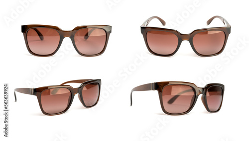 Brown sunglasses isolated on white background