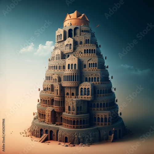 illustration , tower of babylon, image generated by AI Fototapet