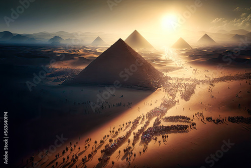 Fényképezés The Exodus from Egypt. Generative AI