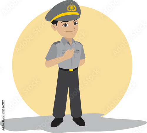 Illustration Vektor of a male Indonesian police commander