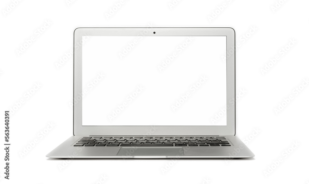 Laptop with blank white screen. Laptop with blank white screen.