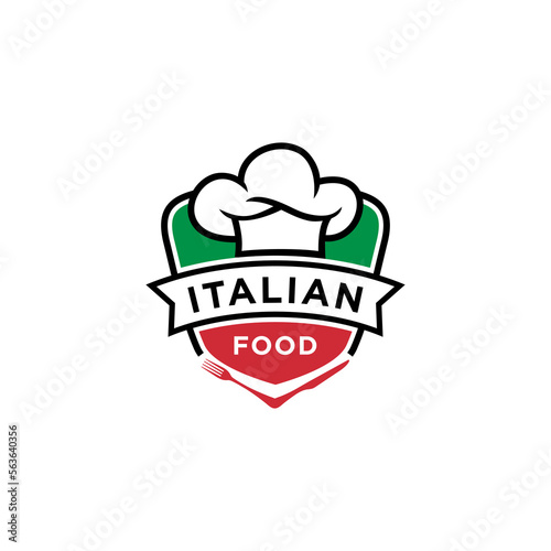 Italian food vector logo design illustration, italian restaurant logo badge design icon template