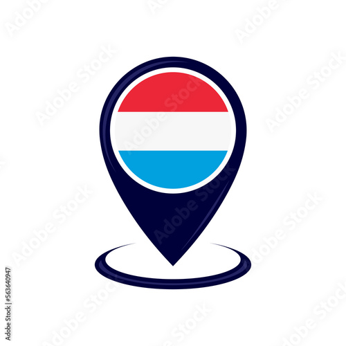 Free Download Location icon with Luxembourg flag isolated. Luxembourg flag and map pointer icon. vector illustration - GFXLoad