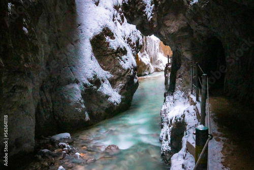 Winter magic in the Partnachklamm, Bavaria, Germany photo