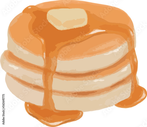 Hotcakes with maple syrup watercolor art