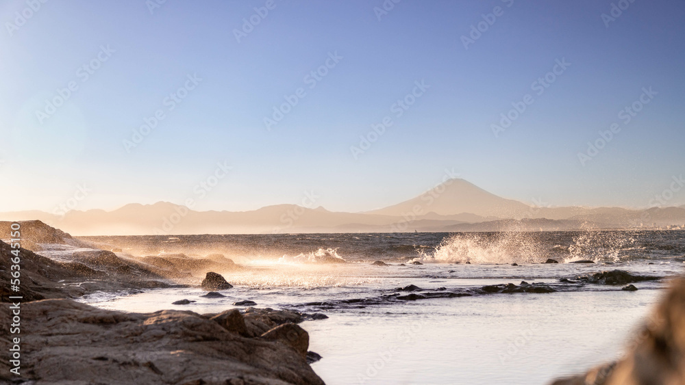 Japanese landscape with mount Fuji