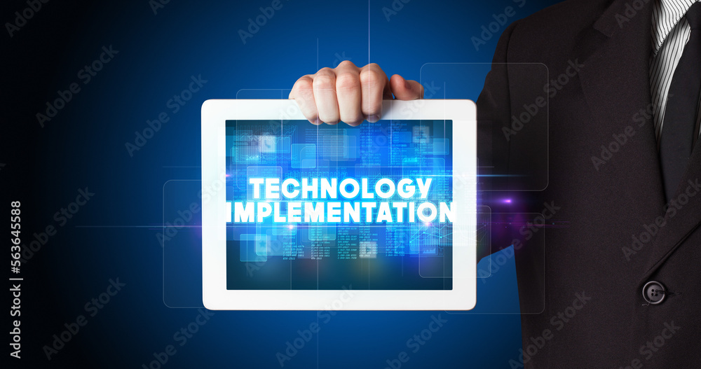 Person holding tablet, technology concept Person holding tablet, technology concept