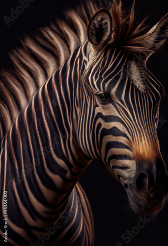 Zebra's head close-up and extremely detailed