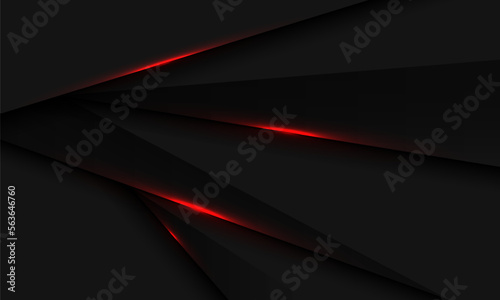 Abstract red light on black metallic triangle shadow geometric design modern futuristic background vector