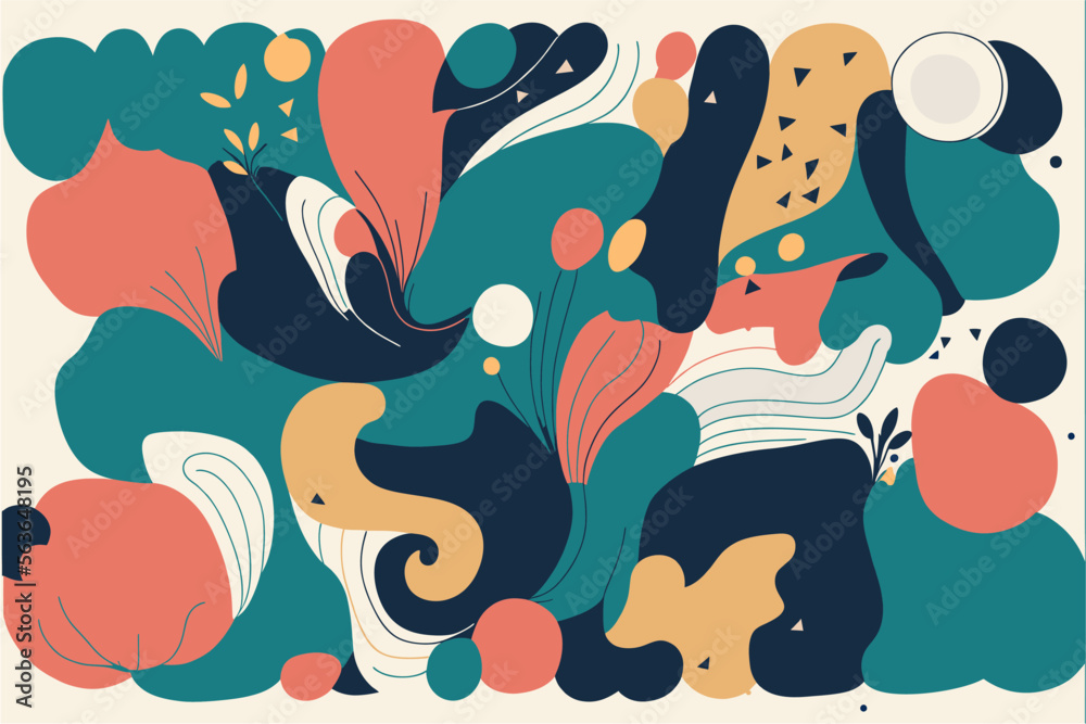 Naklejka premium Vector hand drawn flat design abstract doodle pattern