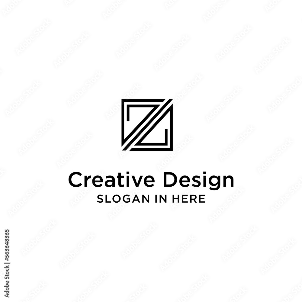 monogram letter z logo design with square black vector monogram letter z logo design with square black vector