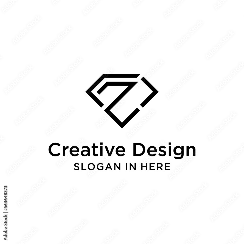 creative letter CZ logo design with luxury geometric shape vector creative letter CZ logo design with luxury geometric shape vector