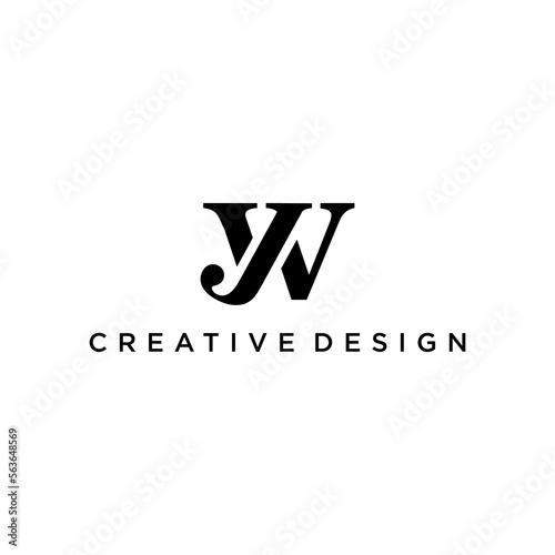 monogram luxury  letter JW or WJ logo design with script font photo