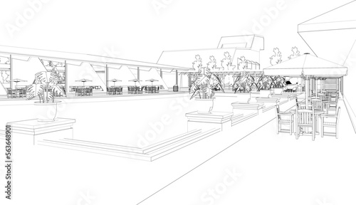 3D illustration of coffee shop