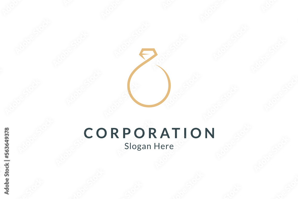 Gold ring jewelery logo design in simple shape Gold ring jewelery logo design in simple shape