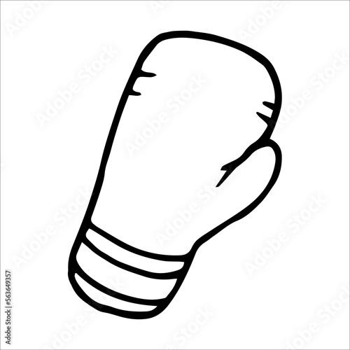 Glove for boxing doodle style vector illustration isolated on white