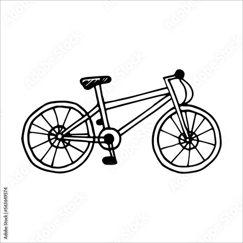 Bicycle doodle style vector illustration isolated on white