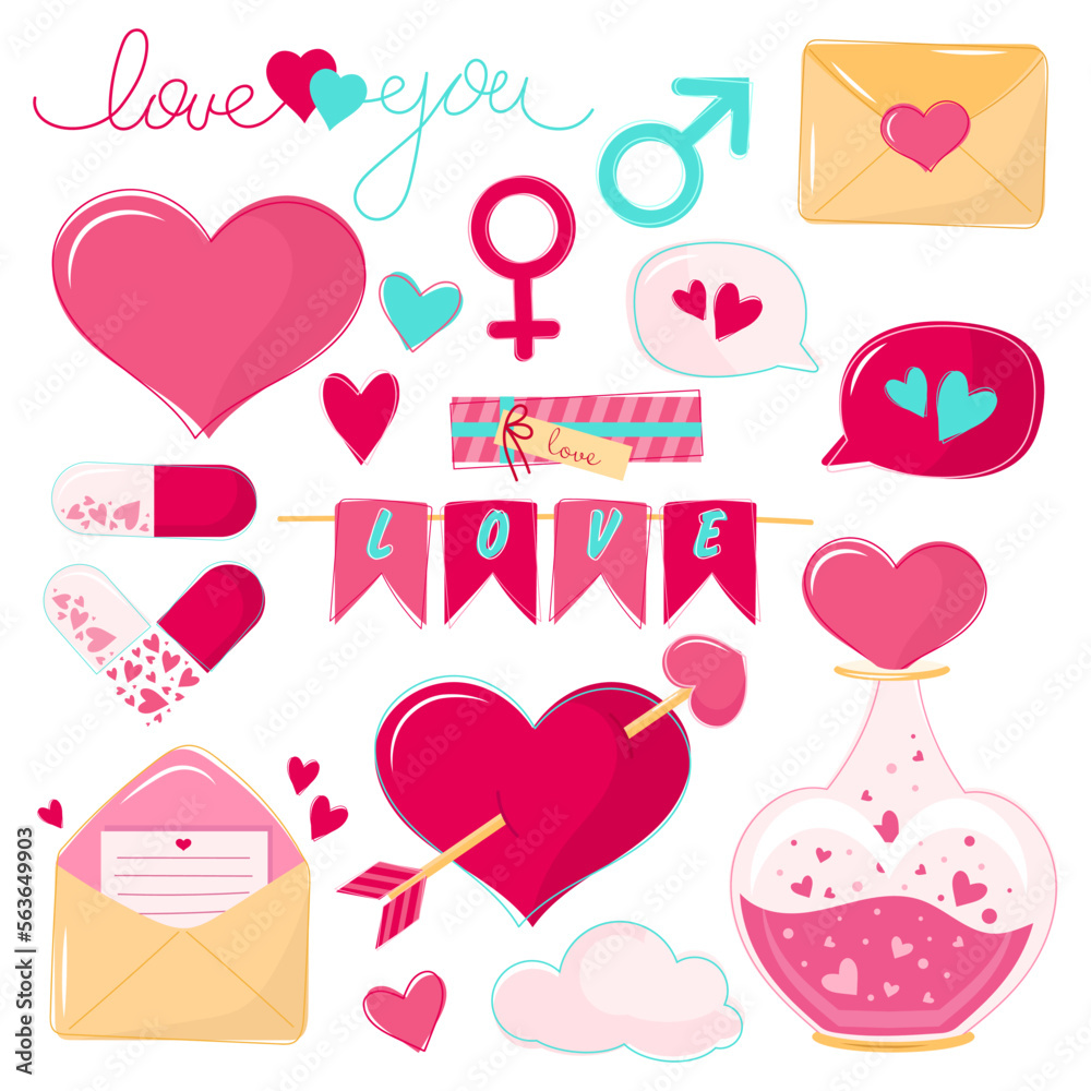 Big set of graphic elements for valentine's day for your design. Big set of graphic elements for valentine's day for your design.