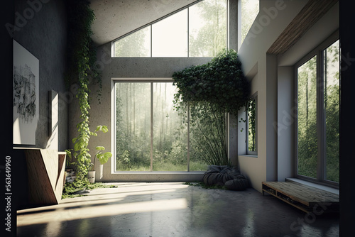 Eco-Friendly Living: A Room with Natural Light and Sustainable Furnishings. Generative AI