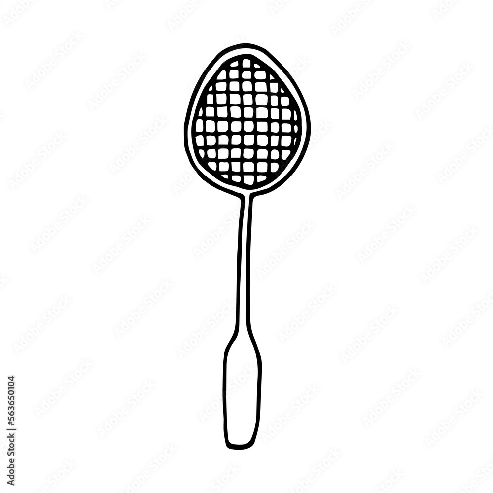 Tennis racket doodle style vector illustration isolated on white Tennis racket doodle style vector illustration isolated on white