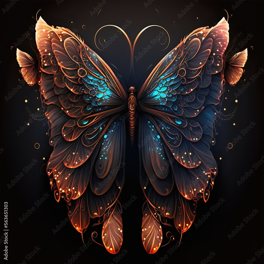 Fototapeta premium Fantasy butterfly wings created with AI