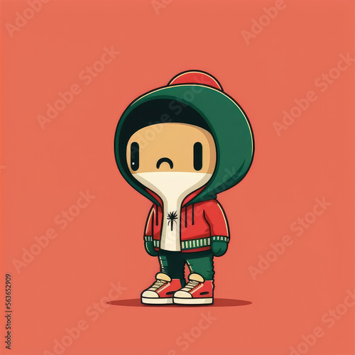 Illustrated vector of a minimalist, clean and bright cartoon Hype Beast with Retro 6 Jordans, featuring a kawaii faceless Gangsta design, perfect as a wallpaper or background photo