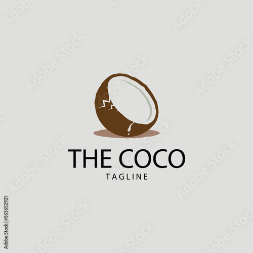Natural Young Coconut Flat Design Logo Template.