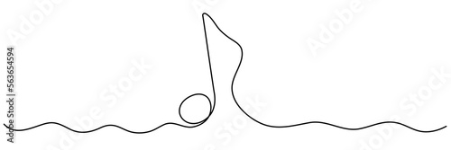 Music note continuous one line drawing. Vector isolated on white.