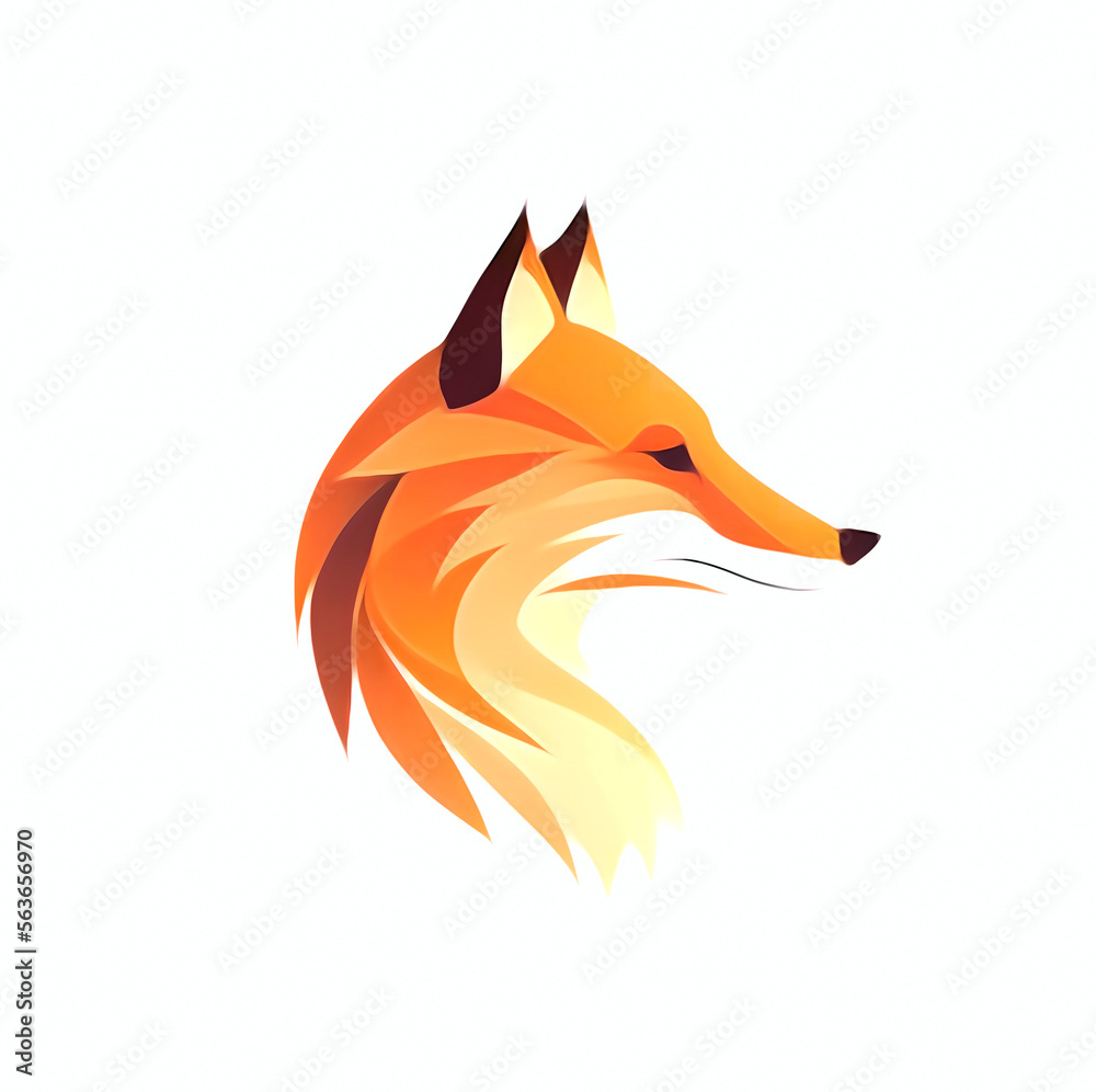 Obraz premium logo of the head of a fox drawn in profile in flat design style with yellow and orange colors, isolated over white background - elegant symbol for a brand label