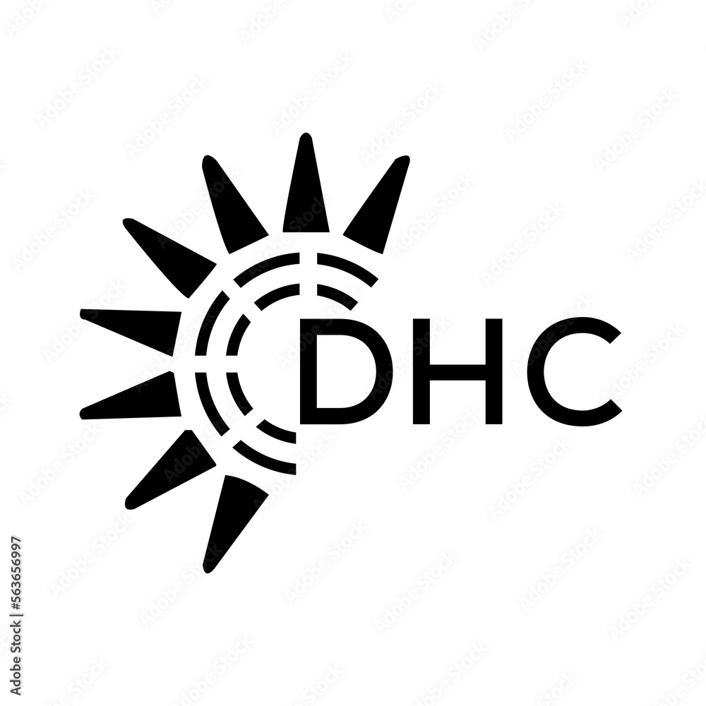DHC letter logo. DHC image on white background and black letter. DHC
