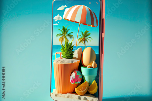 3d Smartphone. Summer and vacation concept